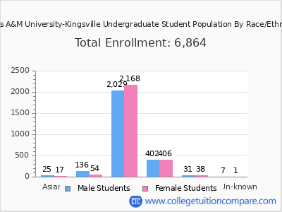 Texas A&M University-Kingsville 2025 Undergraduate Enrollment by Gender and Race chart