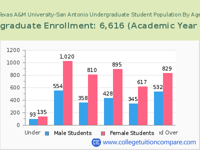 Texas A&M University-San Antonio 2023 Undergraduate Enrollment by Age chart