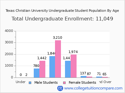 Texas Christian University 2025 Undergraduate Enrollment by Age chart