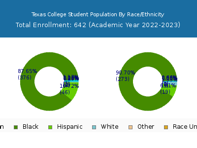 Texas College 2023 Student Population by Gender and Race chart