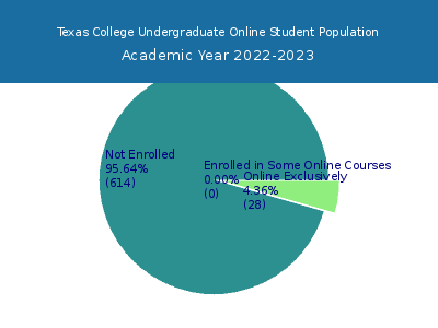 Texas College 2023 Online Student Population chart