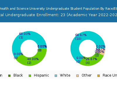 Texas Health and Science University 2023 Undergraduate Enrollment by Gender and Race chart