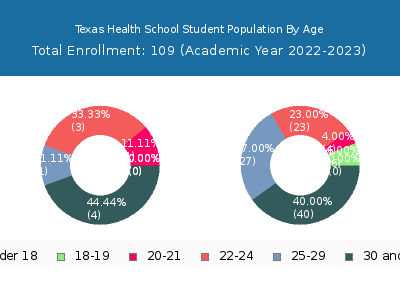 Texas Health School 2023 Student Population Age Diversity Pie chart