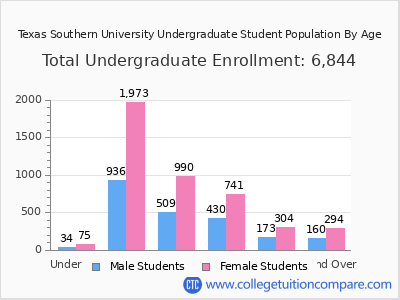Texas Southern University 2024 Undergraduate Enrollment by Age chart