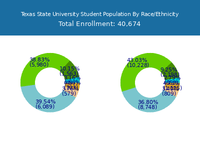 Texas State University 2025 Student Population by Gender and Race chart