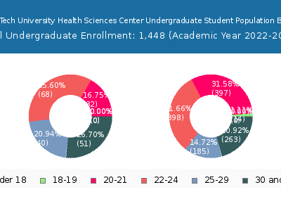 Texas Tech University Health Sciences Center 2023 Undergraduate Enrollment Age Diversity Pie chart