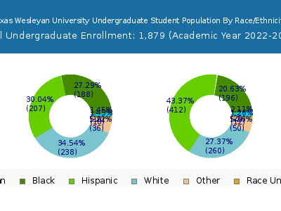 Texas Wesleyan University 2023 Undergraduate Enrollment by Gender and Race chart