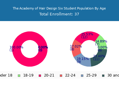 The Academy of Hair Design Six 2024 Student Population Age Diversity Pie chart