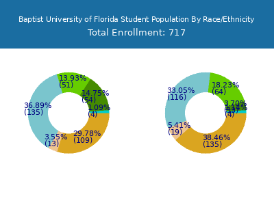 Baptist University of Florida 2025 Student Population by Gender and Race chart
