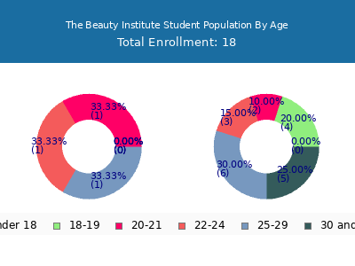 The Beauty Institute 2024 Student Population Age Diversity Pie chart