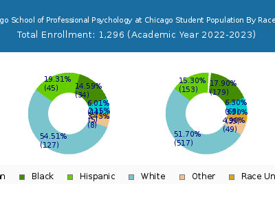 The Chicago School of Professional Psychology at Chicago 2023 Student Population by Gender and Race chart