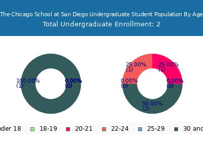 The Chicago School at San Diego 2024 Undergraduate Enrollment Age Diversity Pie chart