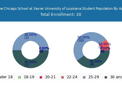 The Chicago School at Xavier University of Louisiana 2024 Student Population Age Diversity Pie chart