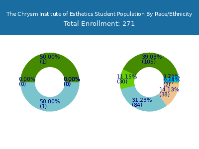 The Chrysm Institute of Esthetics 2025 Student Population by Gender and Race chart
