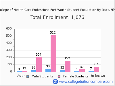 The College of Health Care Professions-Fort Worth 2025 Student Population by Gender and Race chart