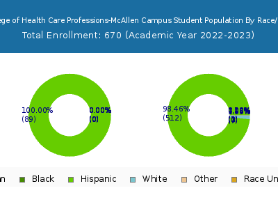 The College of Health Care Professions-McAllen Campus 2023 Student Population by Gender and Race chart