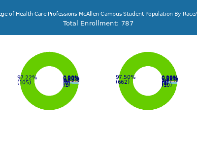 The College of Health Care Professions-McAllen Campus 2025 Student Population by Gender and Race chart