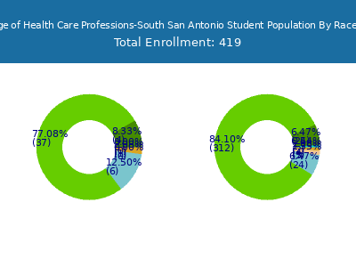 The College of Health Care Professions-South San Antonio 2025 Student Population by Gender and Race chart