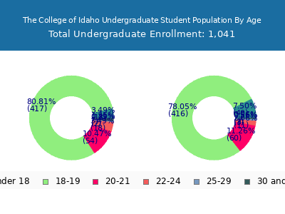 The College of Idaho 2024 Undergraduate Enrollment Age Diversity Pie chart