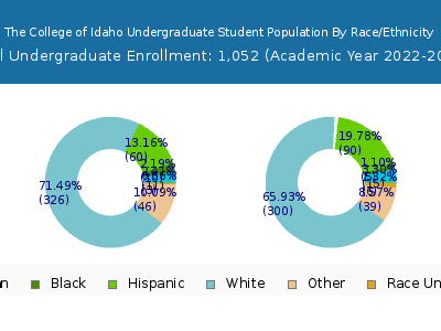 The College of Idaho 2023 Undergraduate Enrollment by Gender and Race chart