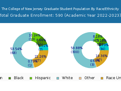 The College of New Jersey 2023 Graduate Enrollment by Gender and Race chart