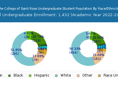 The College of Saint Rose 2023 Undergraduate Enrollment by Gender and Race chart