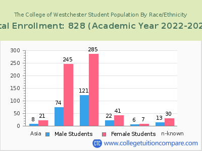 The College of Westchester 2023 Student Population by Gender and Race chart
