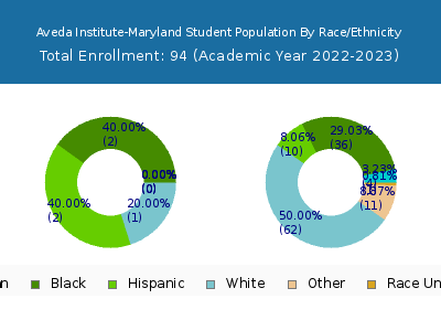 Aveda Institute-Maryland 2023 Student Population by Gender and Race chart
