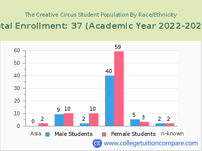 The Creative Circus 2023 Student Population by Gender and Race chart