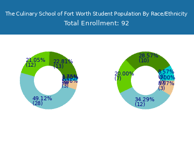 The Culinary School of Fort Worth 2025 Student Population by Gender and Race chart