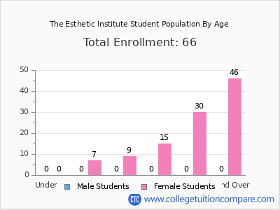 The Esthetic Institute 2024 Student Population by Age chart