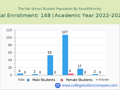 The Fab School 2023 Student Population by Gender and Race chart