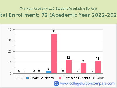 The Hair Academy LLC 2023 Student Population by Age chart