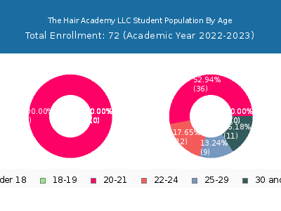 The Hair Academy LLC 2023 Student Population Age Diversity Pie chart