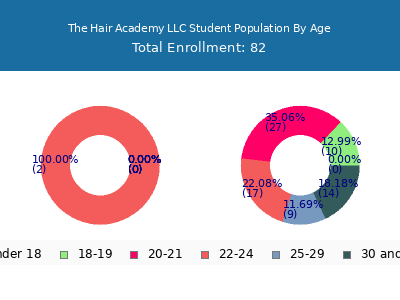 The Hair Academy LLC 2024 Student Population Age Diversity Pie chart