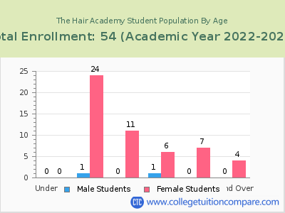 The Hair Academy 2023 Student Population by Age chart