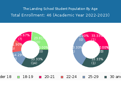 The Landing School 2023 Student Population Age Diversity Pie chart
