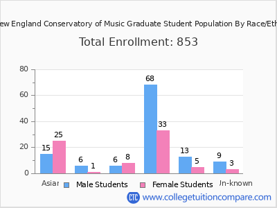 The New England Conservatory of Music 2025 Graduate Enrollment by Gender and Race chart