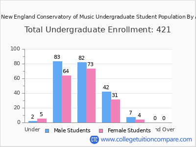 The New England Conservatory of Music 2024 Undergraduate Enrollment by Age chart
