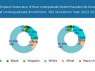 The New England Conservatory of Music 2023 Undergraduate Enrollment by Gender and Race chart