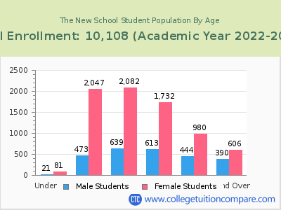 The New School 2023 Student Population by Age chart