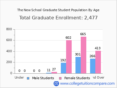The New School 2025 Graduate Enrollment by Age chart