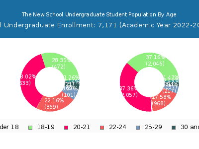 The New School 2023 Undergraduate Enrollment Age Diversity Pie chart