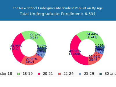 The New School 2025 Undergraduate Enrollment Age Diversity Pie chart