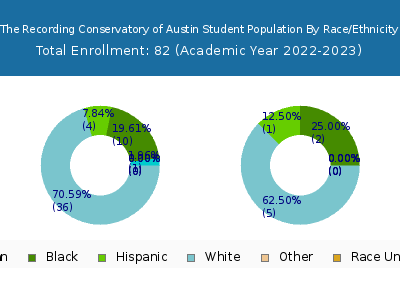 The Recording Conservatory of Austin 2023 Student Population by Gender and Race chart