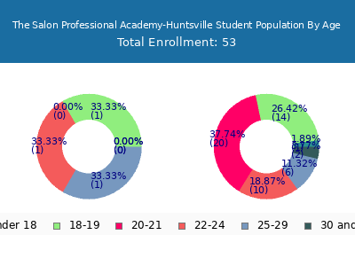 The Salon Professional Academy-Huntsville 2024 Student Population Age Diversity Pie chart