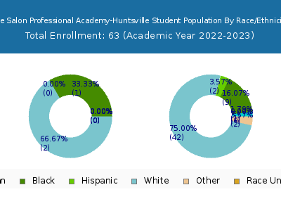 The Salon Professional Academy-Huntsville 2023 Student Population by Gender and Race chart