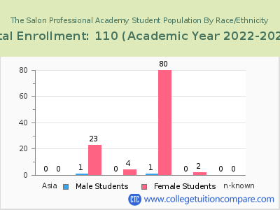 The Salon Professional Academy 2023 Student Population by Gender and Race chart