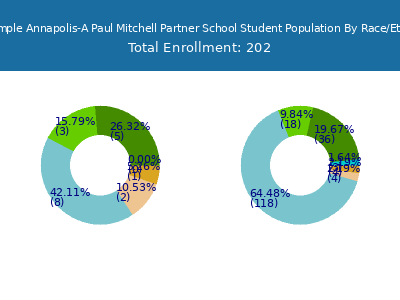 The Temple Annapolis-A Paul Mitchell Partner School 2025 Student Population by Gender and Race chart
