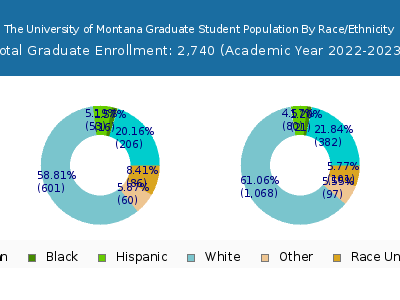 The University of Montana 2023 Graduate Enrollment by Gender and Race chart